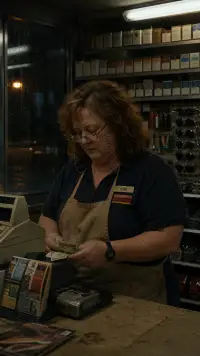 Sue at the register
